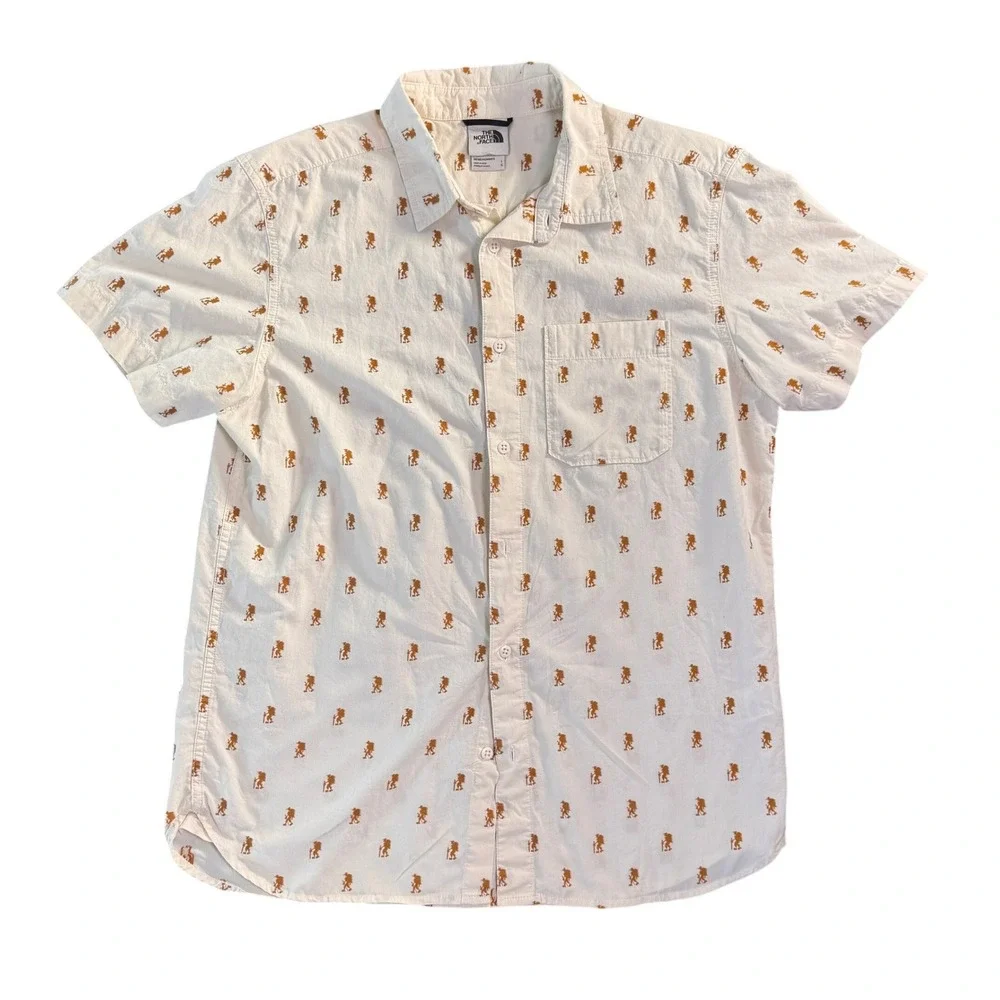 The North Face Men's Large Gravel Hiker Print Short Sleeve Button Down Shirt AOP